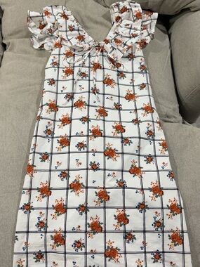 Zara White Dress Floral Mid length